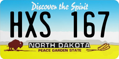 ND license plate HXS167