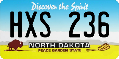 ND license plate HXS236