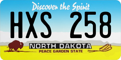 ND license plate HXS258
