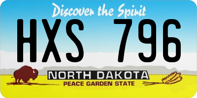 ND license plate HXS796