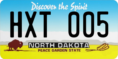 ND license plate HXT005