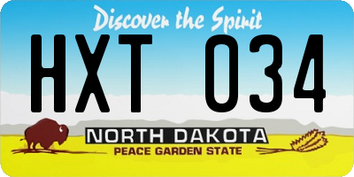 ND license plate HXT034