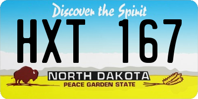 ND license plate HXT167
