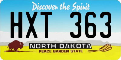 ND license plate HXT363
