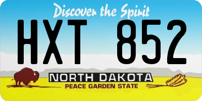 ND license plate HXT852
