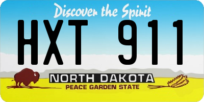 ND license plate HXT911