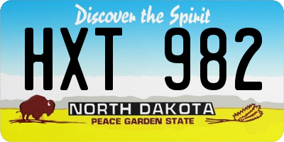 ND license plate HXT982