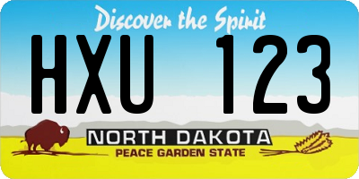 ND license plate HXU123