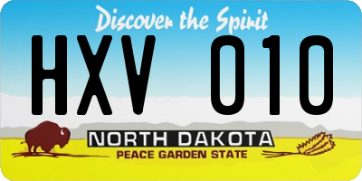 ND license plate HXV010