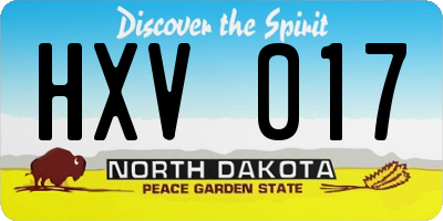 ND license plate HXV017