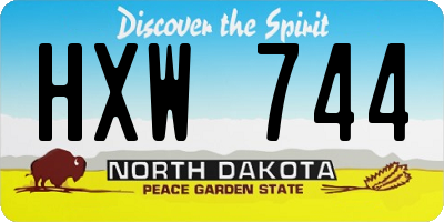 ND license plate HXW744
