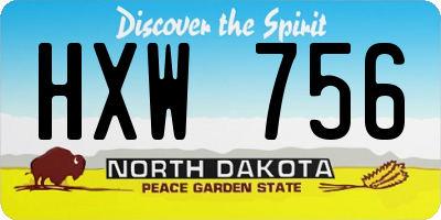 ND license plate HXW756