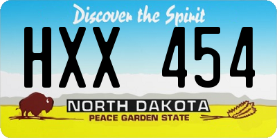 ND license plate HXX454