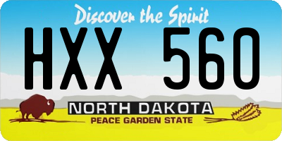 ND license plate HXX560