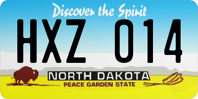 ND license plate HXZ014
