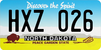 ND license plate HXZ026