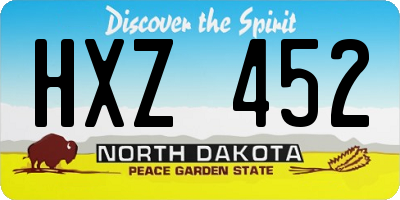 ND license plate HXZ452