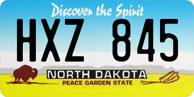 ND license plate HXZ845