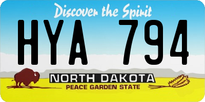 ND license plate HYA794