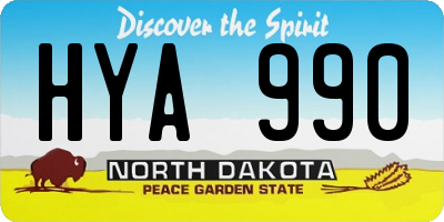 ND license plate HYA990