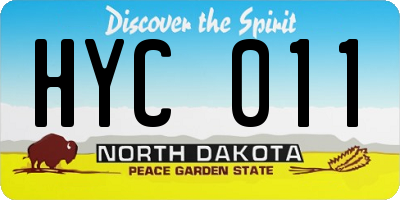 ND license plate HYC011