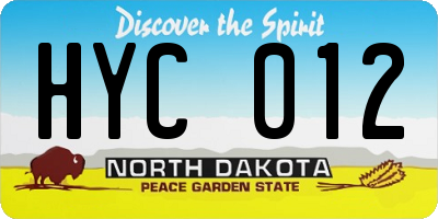 ND license plate HYC012