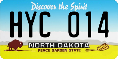 ND license plate HYC014