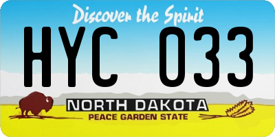 ND license plate HYC033