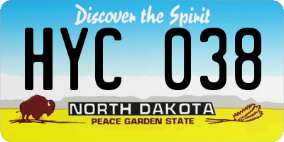 ND license plate HYC038