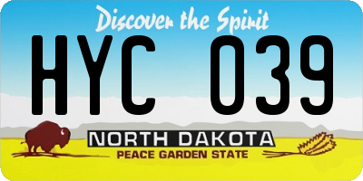 ND license plate HYC039