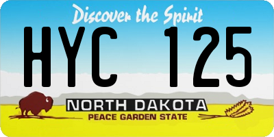 ND license plate HYC125