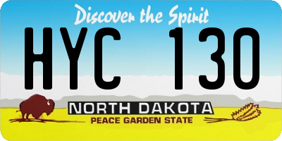 ND license plate HYC130