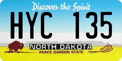 ND license plate HYC135