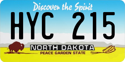 ND license plate HYC215
