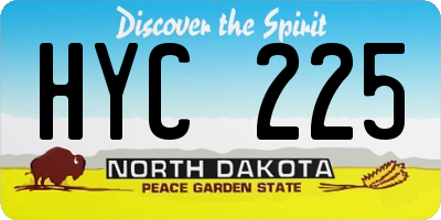 ND license plate HYC225