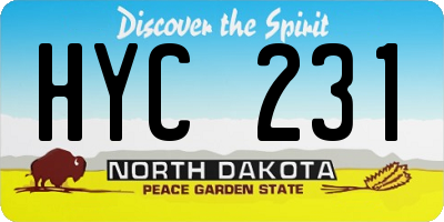 ND license plate HYC231