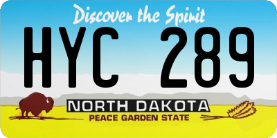 ND license plate HYC289