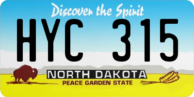 ND license plate HYC315