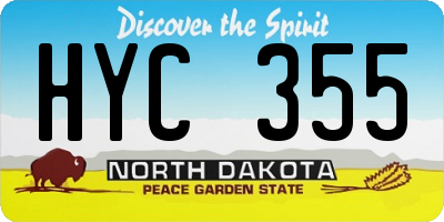 ND license plate HYC355