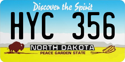 ND license plate HYC356