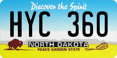 ND license plate HYC360