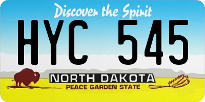 ND license plate HYC545