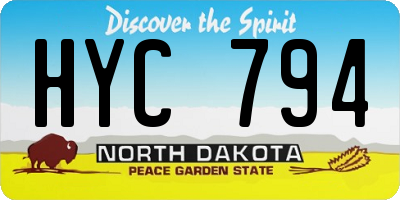 ND license plate HYC794