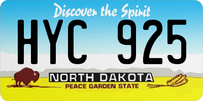ND license plate HYC925