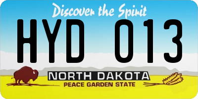 ND license plate HYD013
