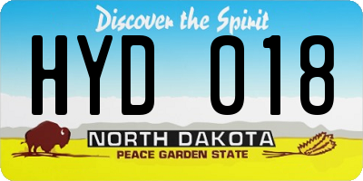 ND license plate HYD018