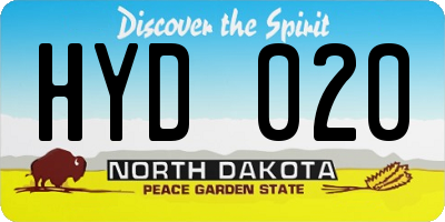 ND license plate HYD020