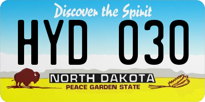 ND license plate HYD030
