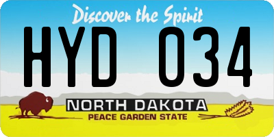 ND license plate HYD034