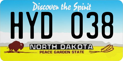 ND license plate HYD038